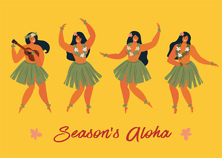 Holiday Hula Dancers - Personalized Holiday Greeting Card