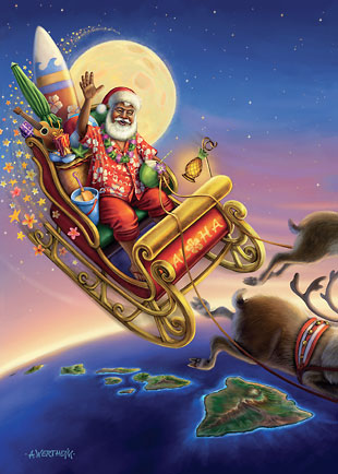 Santa's Hawaiian Holiday - Personalized Holiday Greeting Card