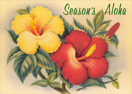 Hawaiian Hibiscus - Personalized Holiday Greeting Card