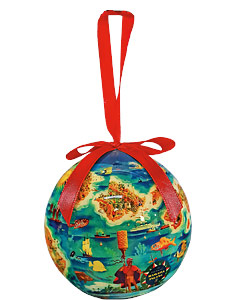 Dole Map of the Hawaiian Islands - Hawaiian Boxed Ball Christmas Ornaments