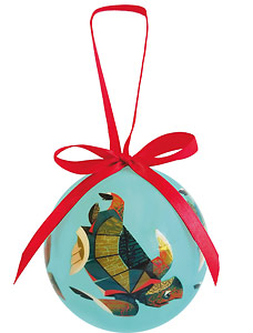 Pacific Islands Turtle - Hawaiian Boxed Ball Christmas Ornaments