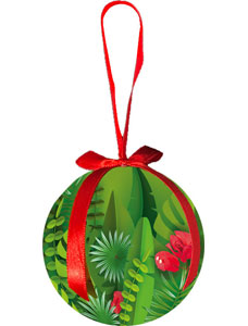 Tropical Holiday Leaves - Hawaiian Boxed Ball Christmas Ornaments