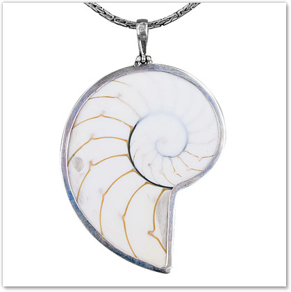 Nautilus Shell Resin Pendant White - Island Jewelry
