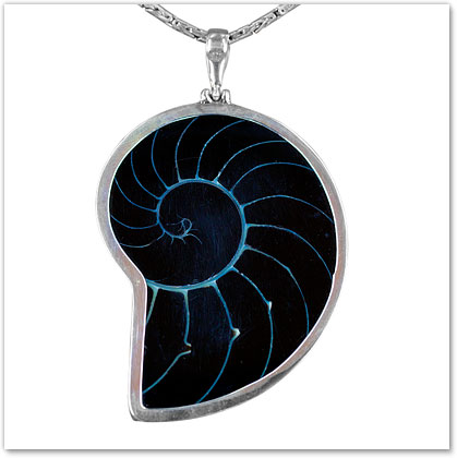 Nautilus Shell Resin Pendant Black - Island Jewelry