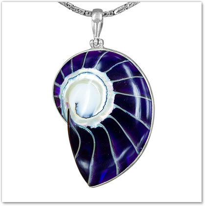 Nautilus Shell Resin Pendant Purple - Island Jewelry