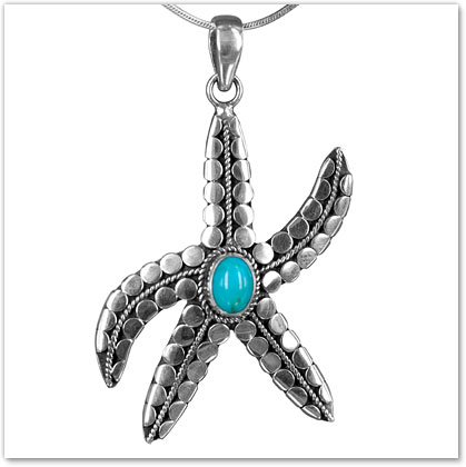 Native Starfish Turquoise Pendant - Island Jewelry