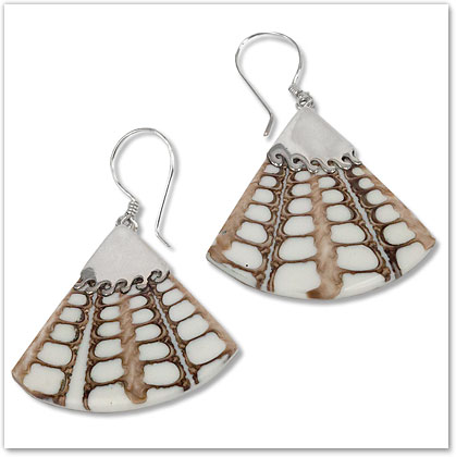 White Resin & Sterling Silver Earrings - Island Jewelry