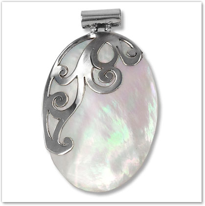 Mother of Pearl & Sterling Silver Pendant - Island Jewelry