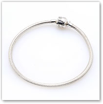 Silver Bracelet with Ball Clasp - Charm Accesory