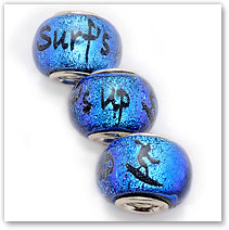 Surf's Up - Blue - Glass Bead