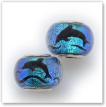 Dolphins - Blue - Glass Bead