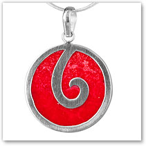 Red Coral Round Pendant - Island Jewelry