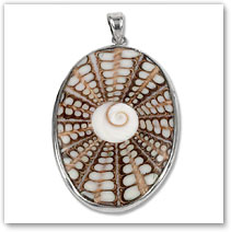 White Resin, Cat's Eye & Sterling Silver Pendant - Island Jewelry