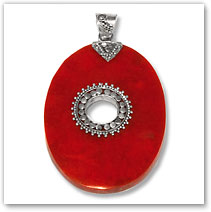 Red Resin & Sterling Silver Pendant - Island Jewelry