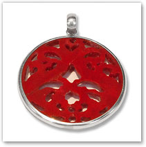 Red Resin & Sterling Silver Pendant - Island Jewelry