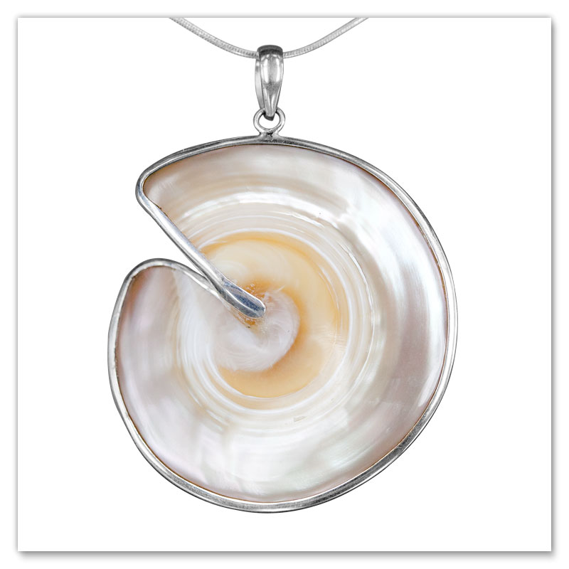 Hawaiian Island Jewelry - Spiral Shell Pendant - Sterling Silver Jewelry