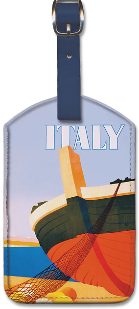 Leatherette Luggage Tags - Summer in Italy - Bow of a Italian
