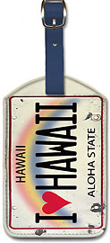 I Heart Hawaii License Plate - Hawaiian Leatherette Luggage Tags