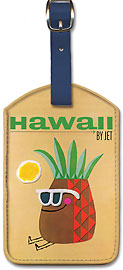 Pan Am Hawaii Pineapple Head - Hawaiian Leatherette Luggage Tags