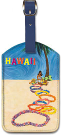 Hawaii Flower Leis - Hawaiian Leatherette Luggage Tags