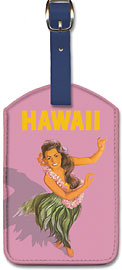 Hawaii - Hula Dancer - Hawaiian Leatherette Luggage Tags
