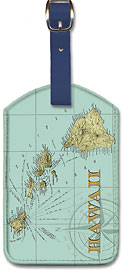 Map Of Hawaii - Hawaiian Leatherette Luggage Tags