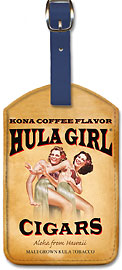 Hula Girl Cigars - Kona Coffee Flavor - Hawaiian Leatherette Luggage Tags
