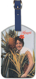 Hawaii - Pineapple Girl - Hawaiian Leatherette Luggage Tags