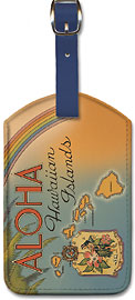 Aloha Hawaiian Islands - Hawaiian Leatherette Luggage Tags