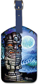 Full Moon Tiki - Hawaiian Leatherette Luggage Tags