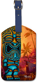 Tiki of the Blue - Hawaiian Leatherette Luggage Tags