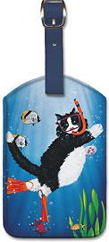 Snorkel Kitty - Hawaiian Leatherette Luggage Tags