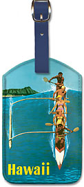 Hawaii Outrigger Canoe - Hawaiian Leatherette Luggage Tags