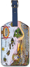 Map of Old Hawaii - Vintage Hawaiian Art Leatherette Luggage Tags