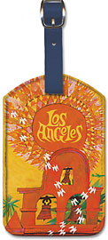 Fly to Los Angeles, Sun - Leatherette Luggage Tags