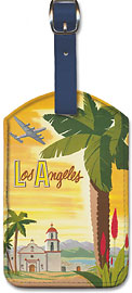 Fly to Los Angeles, Palm - Leatherette Luggage Tags