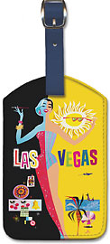 Fly to Las Vegas - Night & Day - Leatherette Luggage Tags