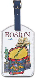 Fly to Boston - Drum with the Great Seal - Leatherette Luggage Tags
