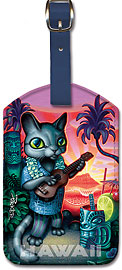 Tiki Cat - Hawaiian Leatherette Luggage Tags