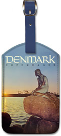 Denmark Copenhagen - Langelinie Little Mermaid Statue - Leatherette Luggage Tags