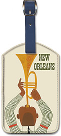 New Orleans - Jazz Trumpet Player - United Air Lines - Leatherette Luggage Tags