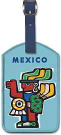 New York Mexico Non Stop - Aviation - Aztec Art - Leatherette Luggage Tags