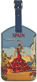 España (Spain) -  El Baile de Andalucia (The Dance of Andalucia) - Iberia Air Lines - Flamenco Dancers - Leatherette Luggage Tags