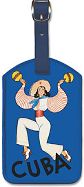 Visit Cuba - Native Cuban Dancer with Maracas - Leatherette Luggage Tags