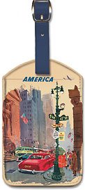 New York City - 5th Avenue and 42nd Street - Fly BCPA to America - British Commonwealth Pacific Airline - Leatherette Luggage Tags