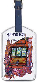 San Francisco - Presidio Ave., California & Market Street Cable Car - Leatherette Luggage Tags