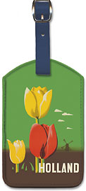 Holland - Tulips and Windmill - Leatherette Luggage Tags
