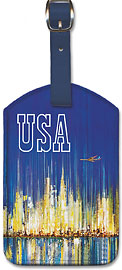 USA Sabena Belgian World Airlines - New York Manhattan Skyline - Leatherette Luggage Tags