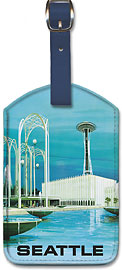 Seattle - Space Needle and Seattle Center - United Airlines - Leatherette Luggage Tags