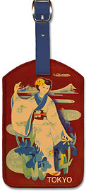 Tokyo - Japanese Geisha in Kimono - Leatherette Luggage Tags